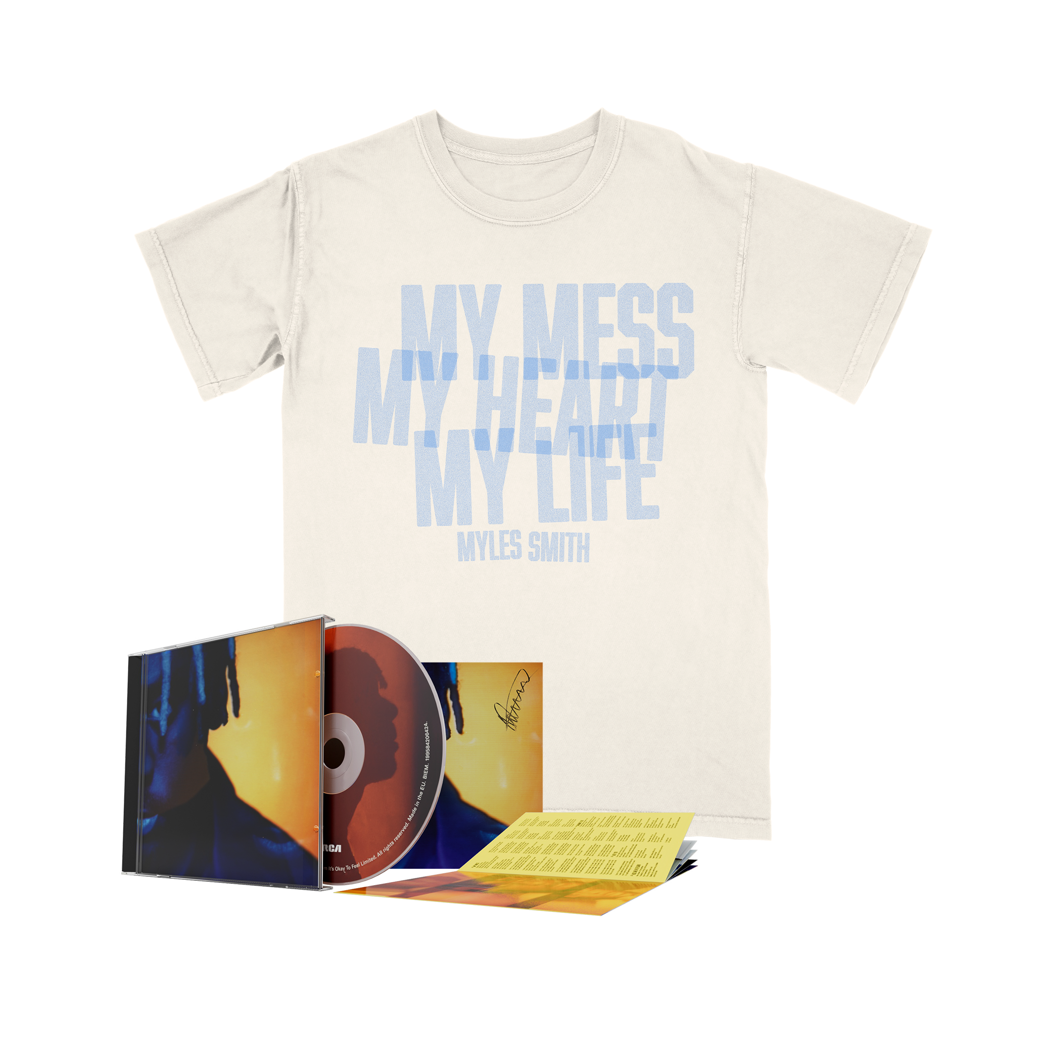 My Mess, My Heart, My Life.  T-Shirt bundle including an ivory t-shirt and signed CD