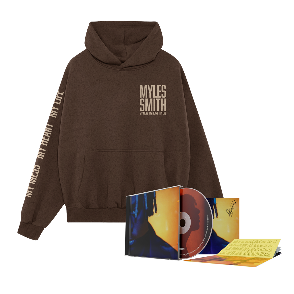 My Mess, My Heart, My Life.  Hoodie bundle including a brown hoodie and signed CD